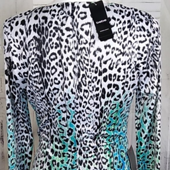 💋 bebe animal print deep v obsession new dress S RARE 💋 - Picture 5 of 7